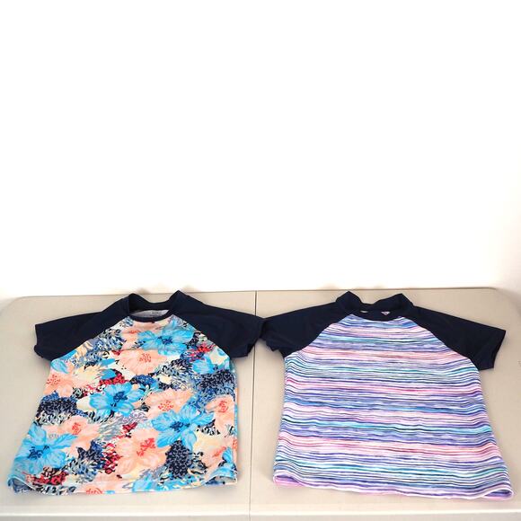 Athleta Girl Swim Rash Guards Youth Size XL/14 Lot of 2 Floral Multi Color - Picture 14 of 14